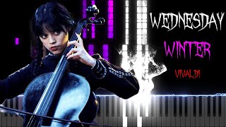 Wednesday Plays Cello Winter by Antonio Vivaldi  Extreme Piano Tutorial [upl. by Aniez]