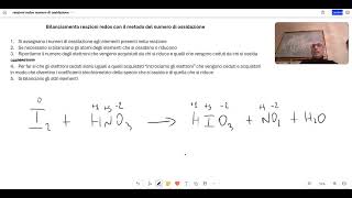 Bilanciamento delle reazioni redox con il metodo del numero di ossidazione  video 1 [upl. by Kenon829]