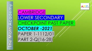 Checkpoint Secondary 1 Maths Paper 1 PART 2October 2021Cambridge Lower Secondary111201SOLVED [upl. by Aivatco]