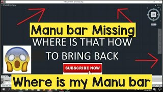 How to bring back missing tool bar amp manu bar in AutoCad 2019 2018 2017 and other versions [upl. by Kolivas88]