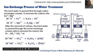 Ion exchange demineralization deionization process of water softening by DrRekha Nair [upl. by Yremogtnom149]