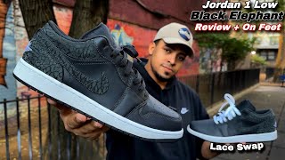 Jordan 1 Low Black Elephant  Review amp On Feet 🖤🐘 [upl. by Boak]