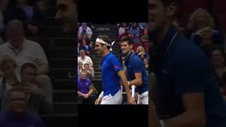 Djokovic shoots Federer down the back 😂 [upl. by Candide]