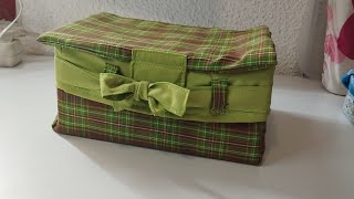 Como forrar de tela una caja de cartón con tapa DIY sewing 🧵✂️ [upl. by Noreik]