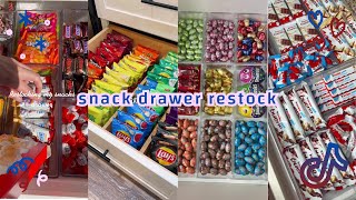 Snack drawer restock  organizing and restocking ASMR  Tiktok compilation 🍬🍭🍫 [upl. by Akiv596]