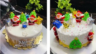 Christmas cake decorating Tutorial ideas for cake  How to make merry Christmas cake [upl. by Brookhouse522]