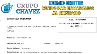 COMO EMITIR RECIBO POR HONORARIOS ELECTRONICOS AL CONTADO  SUNAT [upl. by Tare]