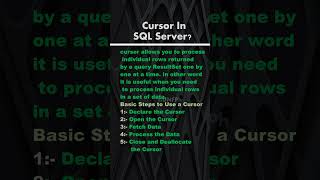 Cursor in SQL Server  sql database [upl. by Htnnek]