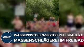 BERLINER FREIBAD WasserpistolenSpritzerei eskaliert Massenschlägerei mit rund 100 Menschen [upl. by Addie790]