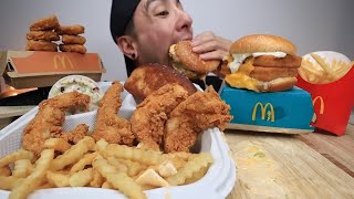 Vartin Fresh ASMR McDonald’s cheeseburger Big Mac fried chicken nuggets Mukbang bites only [upl. by Nasas]