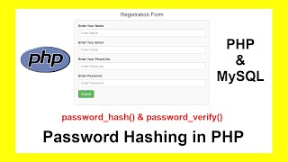 Password Hashing in PHP and MySQL with Source Code [upl. by Agueda]