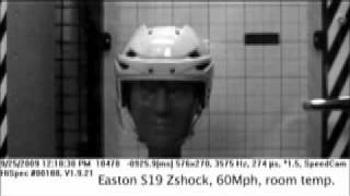 Easton S19 ZShock Helmet Video  60 mph Puck Impact Test [upl. by Eatnuhs]