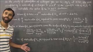 numerical on BET equation  Calculate the value of Vm in BET isotherm  M Sc [upl. by Salomi]