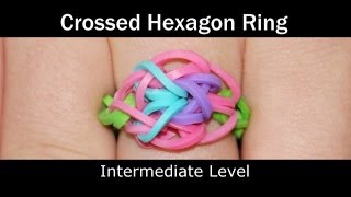 Rainbow Loom® Crossed Hexagon Ring [upl. by Nayrb]