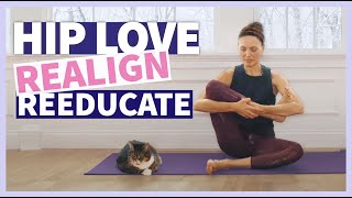 HIP LOVE EXERCISES to realign Hips  Pilates Yin Yoga Somatics amp fibromyalgia yoga [upl. by Kriste]