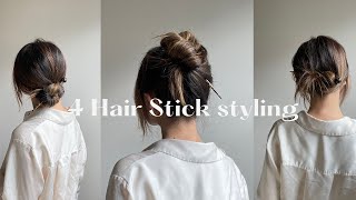 4 Easy amp Simple Hair Up styling with hair stick [upl. by Otokam]