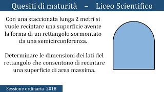 Maturità 2018  Problema di ottimizzazione geometria piana  QUESITO 5 [upl. by Satsok]