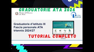 Graduatorie ATA III FASCIA 2024  Guida inserimentoconferma e aggiornamento ITA [upl. by Leonor]