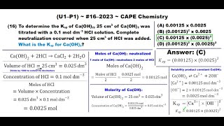 Titration Analysis Solubility Product Constant of Calcium Hydroxide  202316U1P1 CAPE Chemistry [upl. by Llibyc]