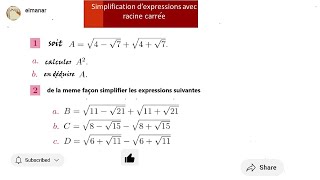 Simplifier des Expressions Mathématiques avec Racines Carrées [upl. by Araiet293]