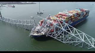 NTSB BRoll  Aerial Imagery of Francis Scott Key Bridge and Cargo Ship Dali [upl. by Dihahs661]