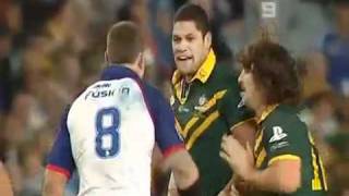 Australia vs England Willie Mason knocks Feildon out cold [upl. by Azarria270]