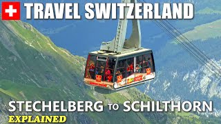 SCHILTHORN │ SWITZERLAND Cable car ride from Stechelberg to Schilthorn explained [upl. by Inaflahk639]