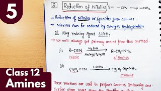 5 Reduction of nitriles Reduction of amides Preparation of amines Amines Class12 Chemistry [upl. by Ahsimek]