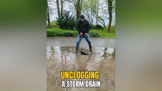 0372 Unclogging a storm drain after rain in Germany [upl. by Ruyle]