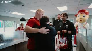 Nebraska Football Players Surprise Runza Employee celebrating his Four Year Work Anniversary 🫶 [upl. by Barncard]