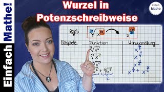 Wurzelausdrücke zur Potenz umschreiben  einfach mathe [upl. by Anale201]