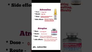 Emergency Medicine  Adrenaline and Atropine Dose RouteUses Side effects [upl. by Jessy950]