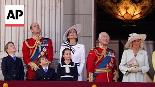 Royal family including Princess Kate watch flypast from Buckingham Palace [upl. by Lavelle758]