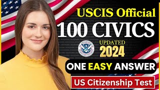 2024 random 100 civics questions and answers  US citizenship interview I N400 Interview [upl. by Kantos]