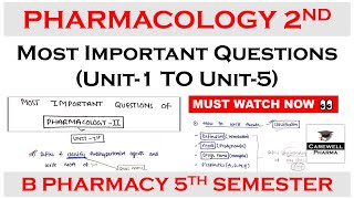 Pharmacology 5th sem Important Questions  pharmacology 2 Most Important Questions Carewell Pharma [upl. by Uriel]