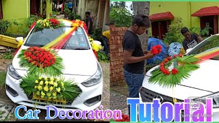 How to decorate wedding car  car decoration tutorial  verna car wedding Decoration [upl. by Leonore]