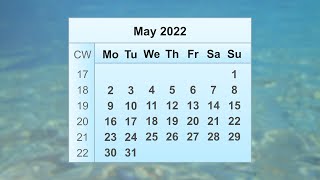 May 2022 Calendar [upl. by Haig]