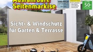 Ausfahrbare Seitenmarkise Funktion  Sichtschutz  Windschutz [upl. by Attiuqihc]