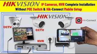 CCTV Camera Installation with NVR  IP Camera Mobile setup Hikvision NVR Complete Installation [upl. by Creedon339]