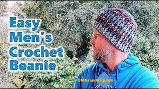 Easy Mens Crochet Beanie  Crochet Tutorial [upl. by Ytsirc]