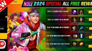 HOLI EVENTS 😊 NEW EVENTS IN FREE FIRE MAX 😊😁 [upl. by Aicala]