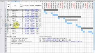 Gantt Chart with Excel Part 22 w bonus clip GANTTPROJECT [upl. by Aettam231]