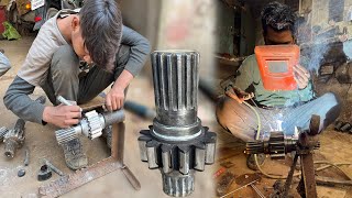 Master Machinist Fixes Pinion Gears with Basic Tools  Easy Methods for Repairing Broken Pinion Gear [upl. by Fenwick]