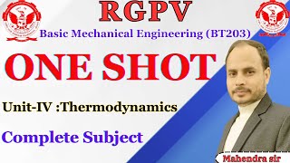 RGPV Unit4 ONE SHOT I Thermodynamics I Basic Mechanical Engineering I Gateway Classes [upl. by Trauts]