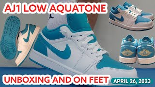 Air Jordan 1 Low Aquatone Unboxing and On Feet  Nike Trinoma  Php 6195 [upl. by Ecnarret]