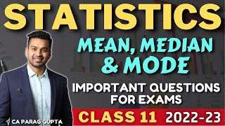 Class 11 STATISTICS Session 202223 Central Tendency amp Positional Average  Important Questions [upl. by Bertila]