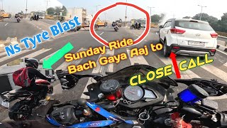 SUNDAY HYPER RIDE 🥱 AAJ TO SARI BIKE KHARAB HO GAYI 🥵 CLOSE CALL BACH GAYA AAJ TO  NS KA TYRE BLAST [upl. by Adnerad]