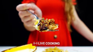 ❤️ LIVE Cooking 52  Pecan Crusted Salmon with Fried Cabbage and Yogurt Sauce ASMR [upl. by Lynd709]