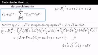 Binómio de Newton  Desenvolvimento  Solução da Equação [upl. by Hadeehuat567]