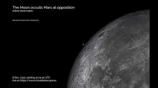 The Moon occults Mars at opposition online observation – 8 Dec 2022 [upl. by Amlus]